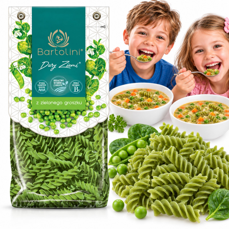 Makaron Bartolini z zielonego groszku 250g świderek nr 2