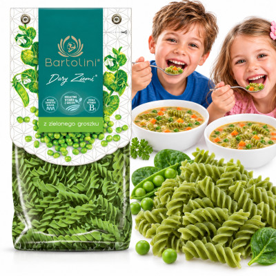 Makaron Bartolini z zielonego groszku 250g świderek nr 2