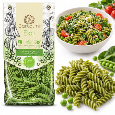 Makaron Bartolini Eko z zielonego groszku 250g świderek nr 2