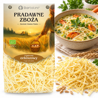 Makaron Bartolini Eko Orkiszowy 3-jajeczny 250g kluska