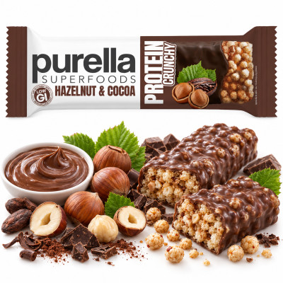 Purella BATON PROTEIN CRUNCHY HAZELNUT & COCOA NISKI IG indeks glikem. 45G