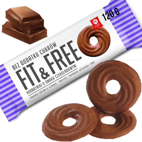 CUKRY NYSKIE FIT & FREE ciastka CZEKOLAD. bez dodat cukru 120g KRÓTKA DATA