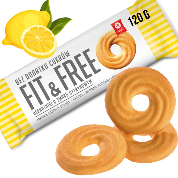 CUKRY NYSKIE FIT & FREE ciastka HERBATNIKI CYTRYNOWE bez dodatku cukru 120g