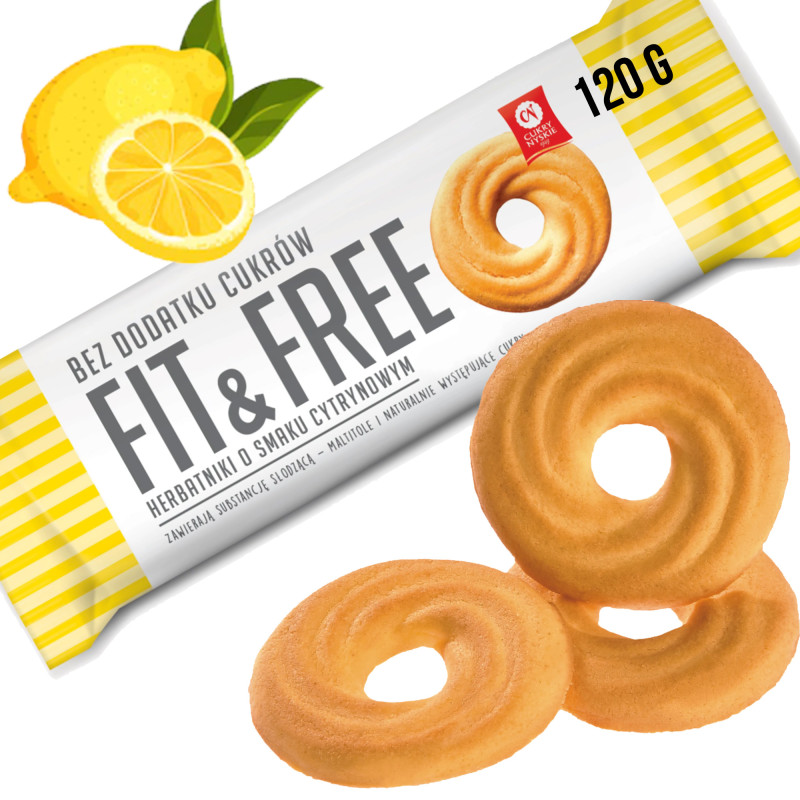 CUKRY NYSKIE FIT & FREE ciastka HERBATNIKI CYTRYNOWE bez dodatku cukru 120g