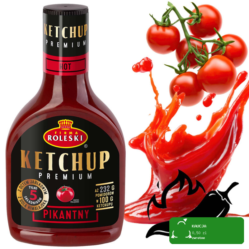 ROLESKI KETCHUP PREMIUM PIKANTNY CZYSTY SKŁAD 5 SKŁADNIKÓW 465G KRÓTKA DATA
