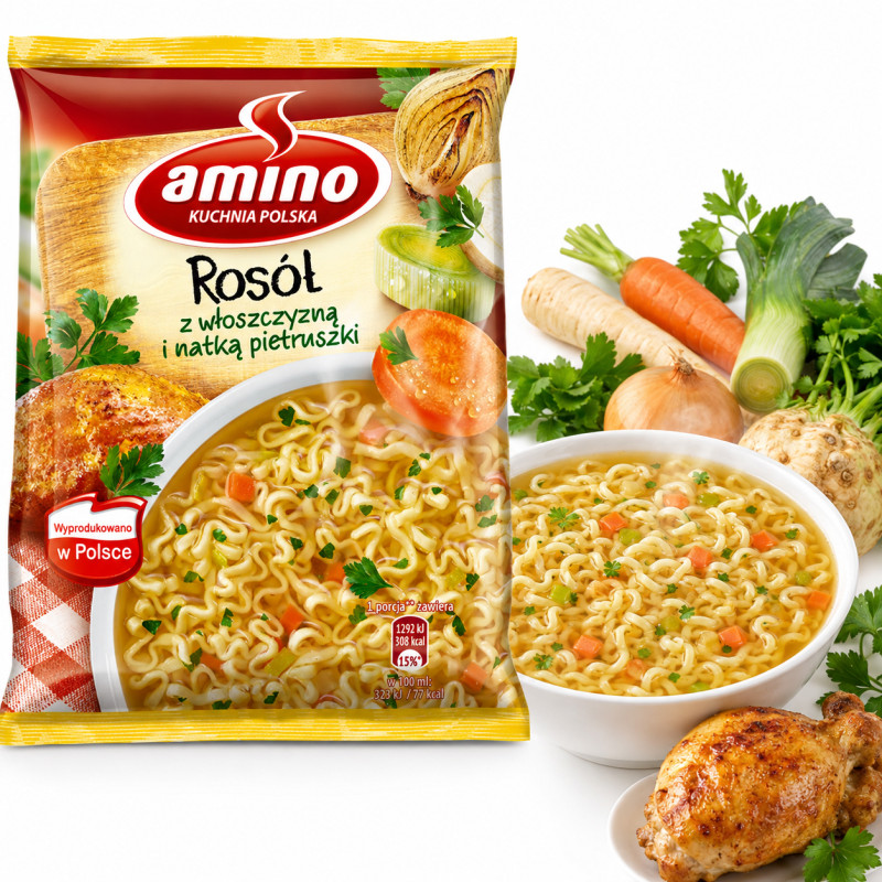 Amino ROSÓŁ Z WŁOSZCZYZNĄ I PIETRUSZKĄ ZUPKA CHIŃSKA BŁYSKAWICZNA 59g