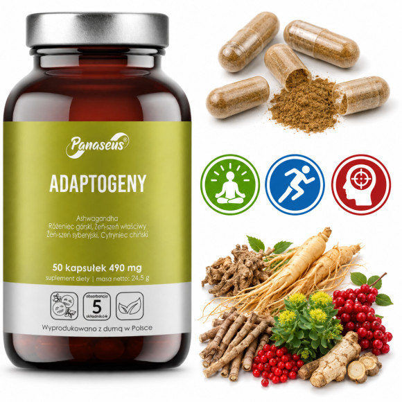 Yango Panaeus ADAPTOGENY ashwagandha żeń-szeń różeniec górski 50 kapsułek