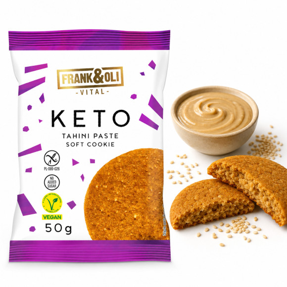 Frank&Oli KETO CIASTECZKO smak TAHINI sezam orzechy arachid BEZ CUKRU 50g