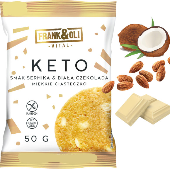 Frank&Oli KETO CIASTECZKO SERNIK I BIAŁA CZEKOLADA bez glutenu 50G