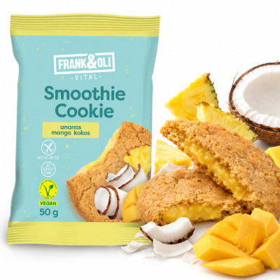 Frank&Oli SMOOTHIE CIASTKO OWSIANE bez cukru glutenu ANANAS MANGO KOKOS 50G