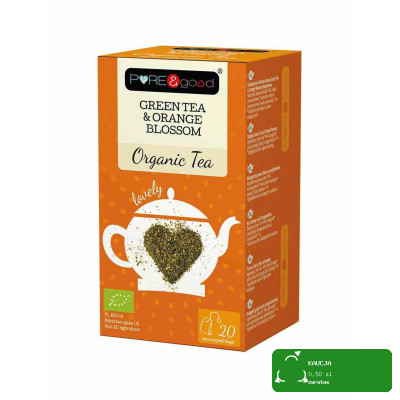 Pure&Good ZIELONA HERBATA ekologiczna GREEN TEA & ORANGE BLOSSOM 20 torebek