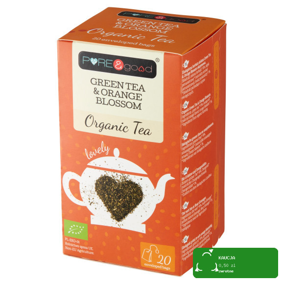 Pure&Good ZIELONA HERBATA ekologiczna GREEN TEA & ORANGE BLOSSOM 20 torebek