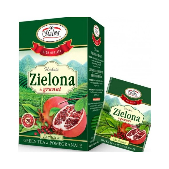 MALWA HERBATA High quality ZIELONA & GRANAT Z GRANATEM x20