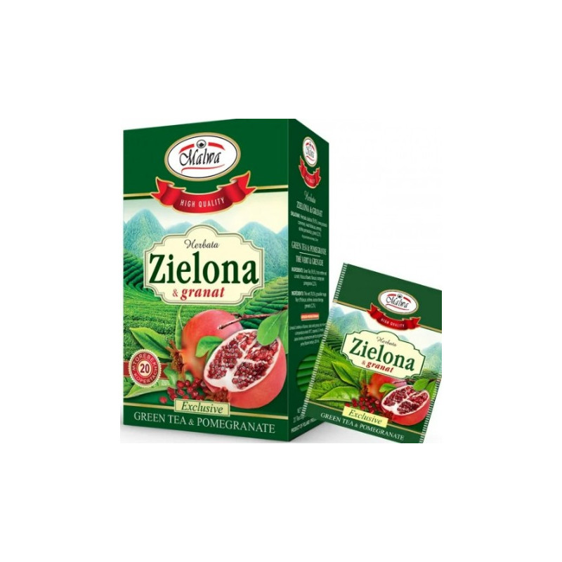 MALWA HERBATA High quality ZIELONA & GRANAT Z GRANATEM x20