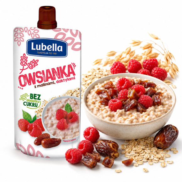 OWSIANKA w tubce MALINY & DAKTYLE 100g LUBELLA Bez cukru Źródło błonnika