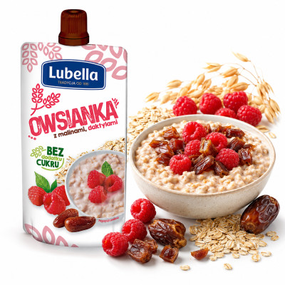 OWSIANKA w tubce MALINY & DAKTYLE 100g LUBELLA Bez cukru Źródło błonnika