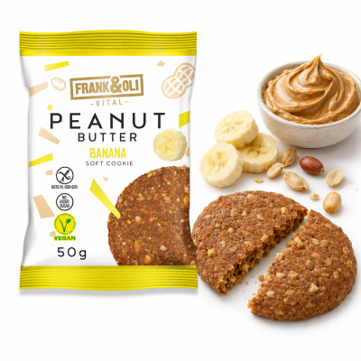 Frank&Oli MIĘKKIE CIASTKO wege bez cukru PEANUT pasta orzechowa + BANAN 50G