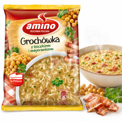 Amino ZUPA GROCHOWA GROCHÓWKA Z BOCZKIEM I MAJERANKIEM  65g KRÓTKA DATA