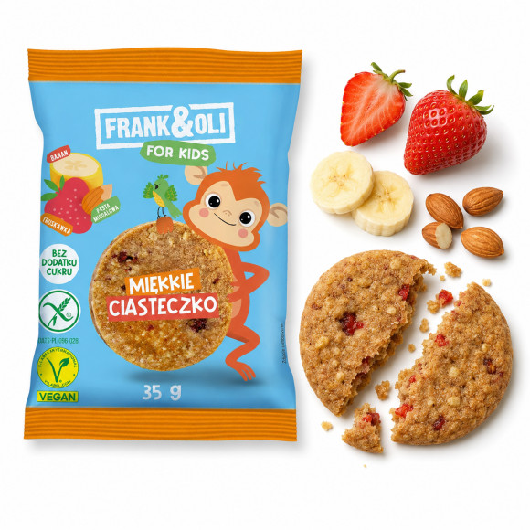 Frank&Oli FOR KIDS CIASTKO BANAN TRUSKAWKA bez glutenu 35G dla dzieci