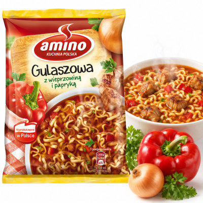 Amino ZUPA GULASZOWA Z WIEPRZOWINĄ ZUPKA CHIŃSKA BŁYSKAWICZNA 59g