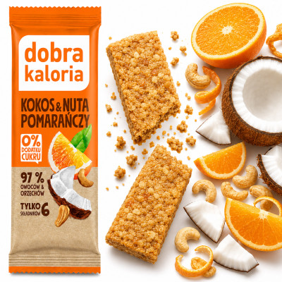 DOBRA KALORIA - BATON - KOKOS & NUTA POMARAŃCZY 35g NR05