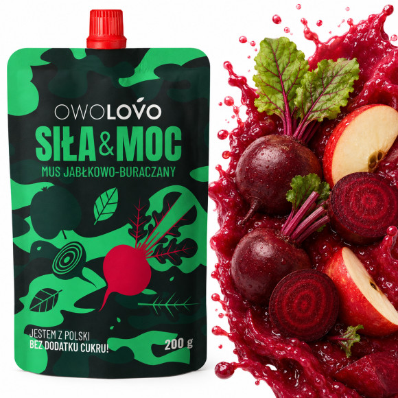 OWOLOVO SIŁA&MOC mus owocowo-warzywny JABŁKO BURAK bez dodatku cukru 200g
