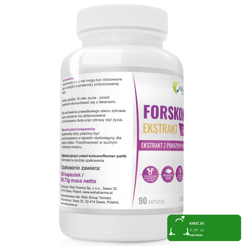 Wish FORSKOLIN ekstrakt POKRZYWA INDYJSKA 90kps ODCHUDZANIE KRÓTKA DATA