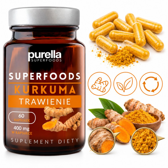 PURELLA Superfoods KURKUMA 60 kaspsułek wsparcie: TRAWIENIE & ODPORNOŚĆ