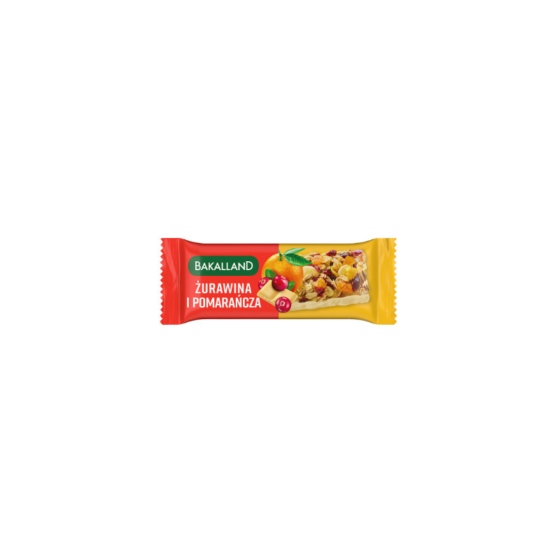 BA! BATON zdrowy zbożowy ŻURAWINA & POMARAŃCZA 40g BAKALLAND