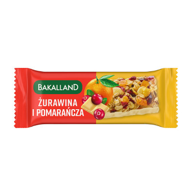 BA! BATON zdrowy zbożowy ŻURAWINA & POMARAŃCZA 40g BAKALLAND