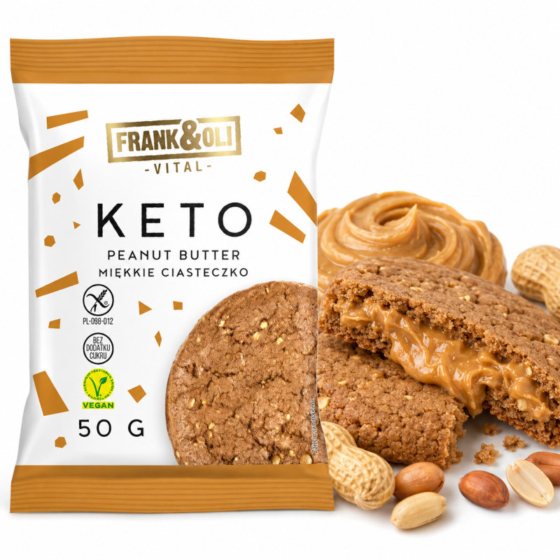 Frank&Oli KETO CIASTKO PEANUT krem pasta ORZECHOWA bez glutenu 50G