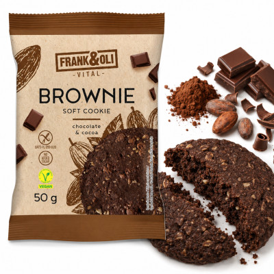 Frank&Oli CIASTKO BROWNIE CZEKOLADA KAKAO 50G bez glutenu cukru (brązowe)