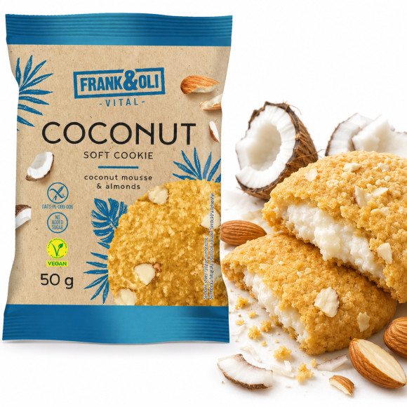 Frank&Oli CIASTKO KOKOSOWE KOKOS MIGDAŁ bez cukru glutenu 50G