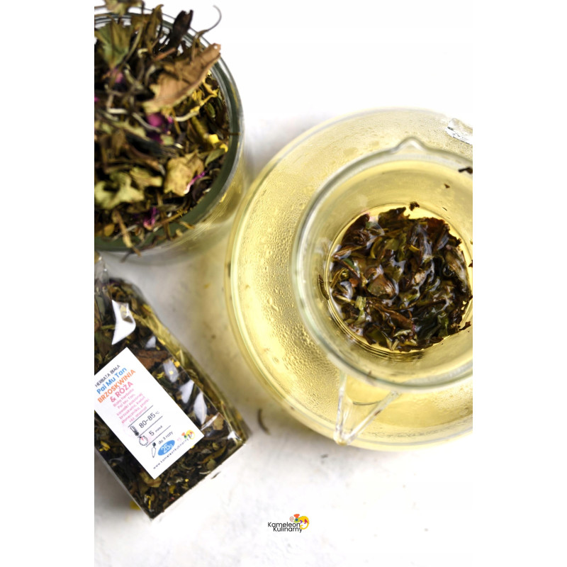 HERBATA BIAŁA aromatyzowana Pai Mu Tan BRZOSKWINIA & RÓŻA 25g delikatna