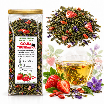 KAMELEON KULINARNY HERBATA zielona Sencha GOJI & TRUSKAWKA 50g