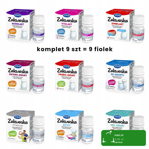 Zakwaska Zakwaski Vivo KULTURY BAKTERII do jogurtu - KOMPLET 9 sztuk fiolek