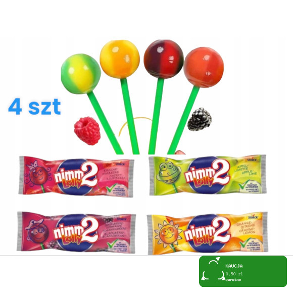 Owocowe Lizaki Nimm2 4 szt lizak z sokiem dla dzieci Storck z witaminami