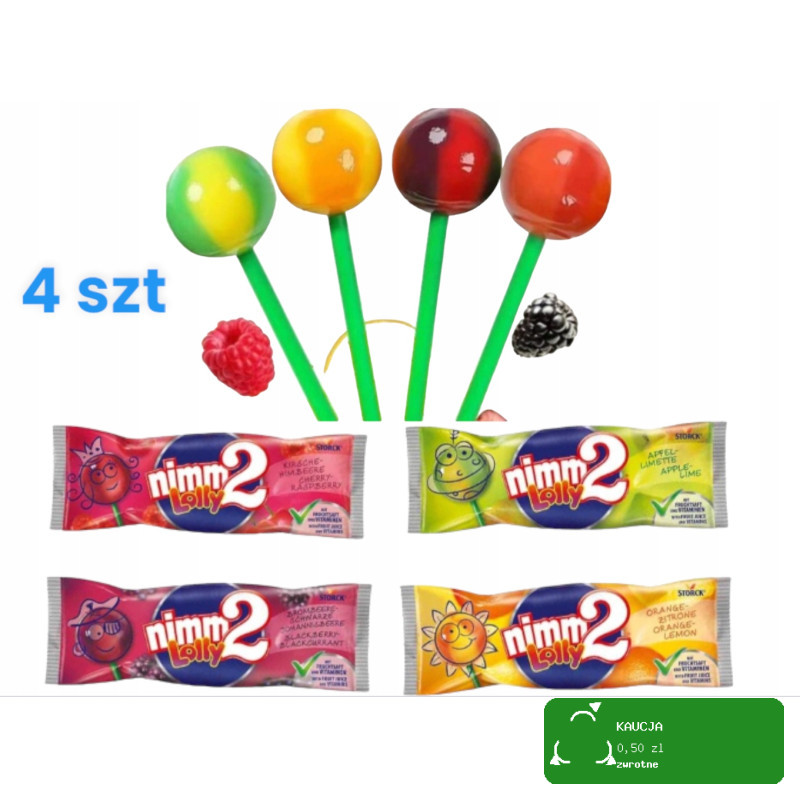 Owocowe Lizaki Nimm2 4 szt lizak z sokiem dla dzieci Storck z witaminami