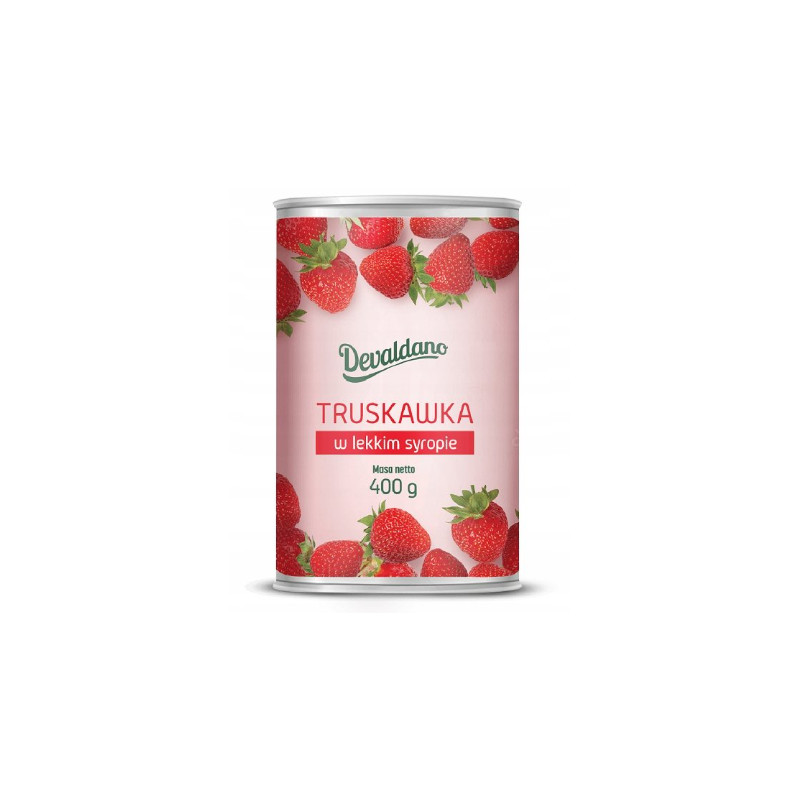 Devaldano TRUSKAWKA W LEKKIM SYROPIE OWOCE W PUSZCE do deserów puszka 400g