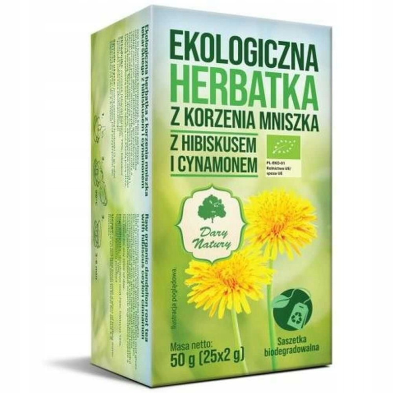 DARY NATURY Herbatka z korzeniem Mniszka lekarskiego Hibiskus Cynamon 25x2g