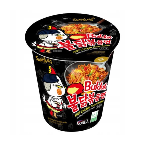 BULDAK kubek DANIE MAKARON RAMEN ZUPKA ARTIFICIAL SPICY CHICKEN FLAVOR 70G