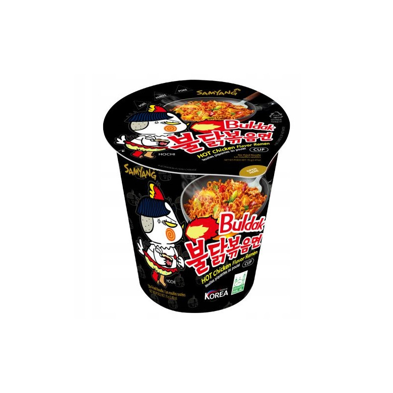 BULDAK kubek DANIE MAKARON RAMEN ZUPKA ARTIFICIAL SPICY CHICKEN FLAVOR 70G