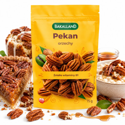 Bakalland ORZECHY PEKAN 75g ŁUSKANE źródło witaminy B1 KRÓTKA DATA