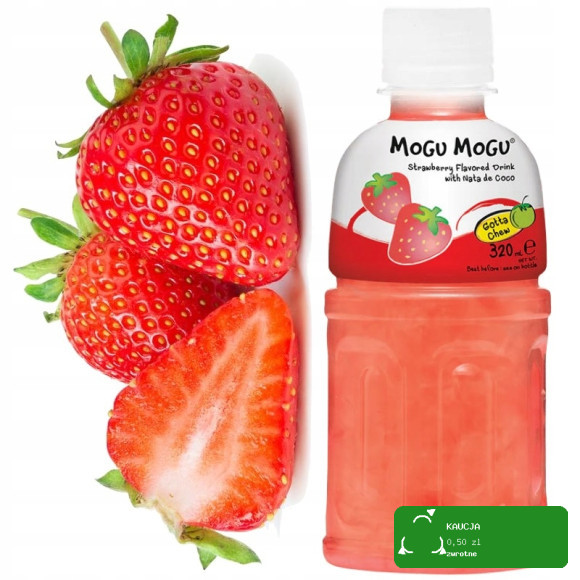 dubel MOGU MOGU napój TRUSKAWKA kawałkami galaretki kokosoweJ 320ml KRÓTKA DATA