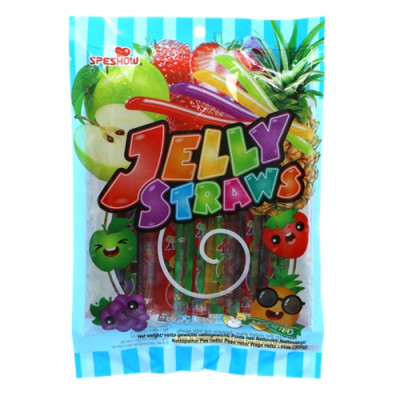 SPESHOW JELLY STRAWS BAG żelki owocowe 300g galaretki z sokiem 15szt 4smaki