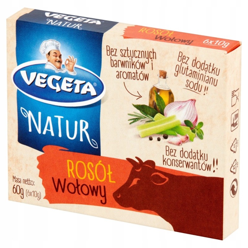 VEGETA KOSTKA ROSOŁOWA BULIONOWA ROSÓŁ WOŁOWY 60g PODRAVKA