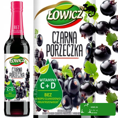 SYROP owocowy CZARNA PORZECZKA PORZECZKOWY z witaminą C D 400ml 0,4L ŁOWICZ