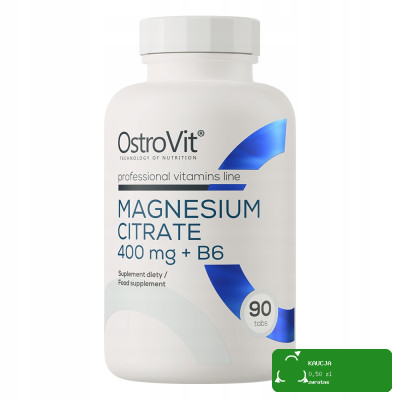 OstroVit MAGNEZ CYTRYNIAN MAGNEZU 400mg +B6 90tbl pomoc U NERWOWY MIĘŚNIOWY