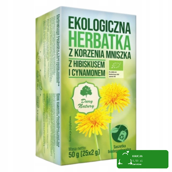 DARY NATURY Herbatka z korzeniem Mniszka lekarskiego Hibiskus Cynamon 25x2g