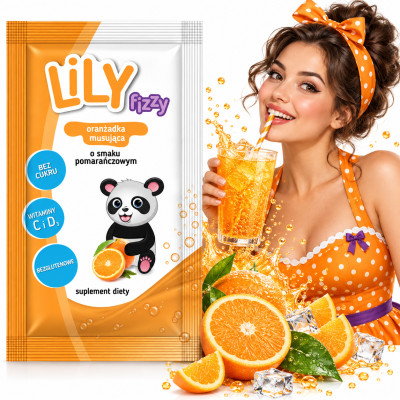 LILY FIZZY oranżadka musująca POMARAŃCZOWA smak pomarańczowy 15g